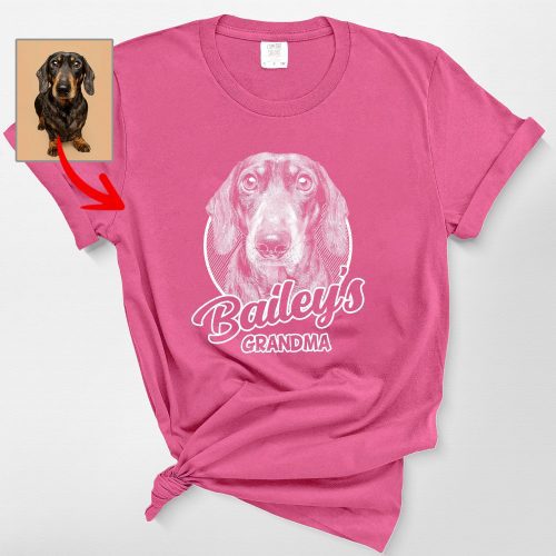 Sketch Style Comfort Colors T-Shirt with Custom Dog Photo for Dog Lovers - Pawarts