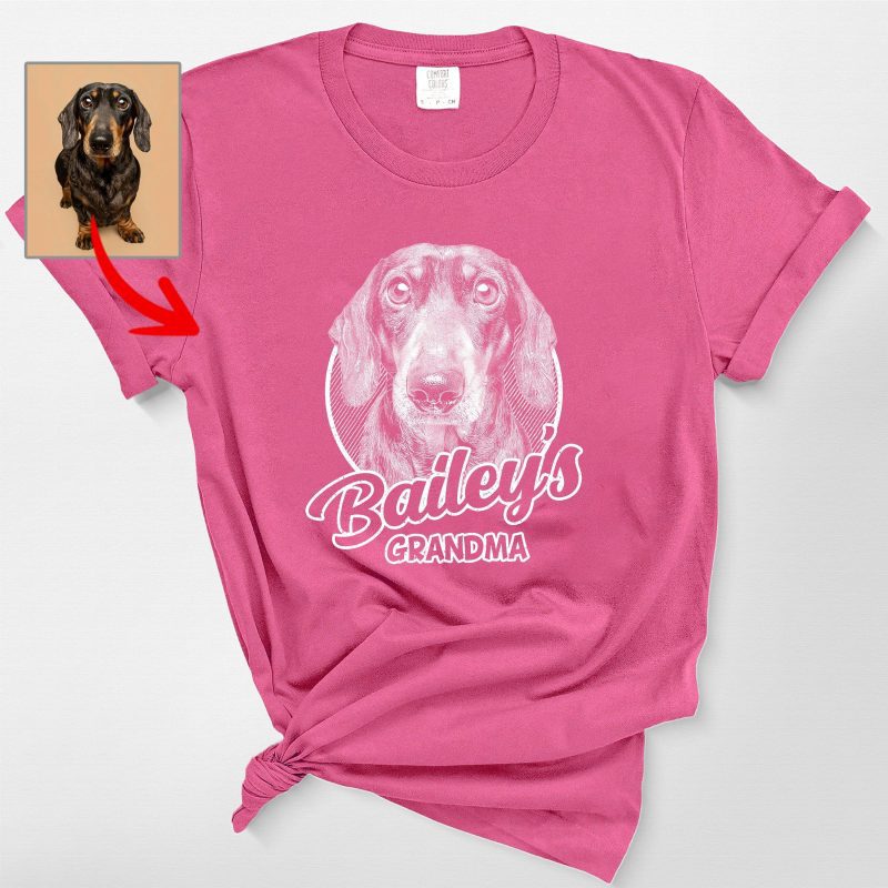 Sketch Style Comfort Colors T-Shirt with Custom Dog Photo for Dog Lovers - Pawarts