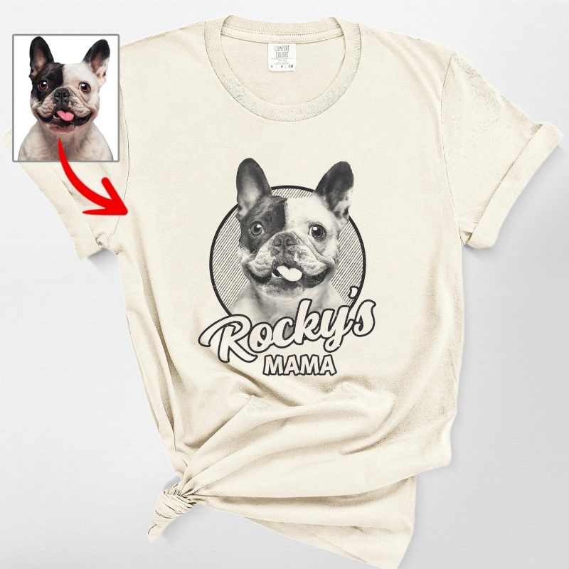 Sketch Style Comfort Colors T-Shirt with Custom Dog Photo for Dog Lovers - Pawarts