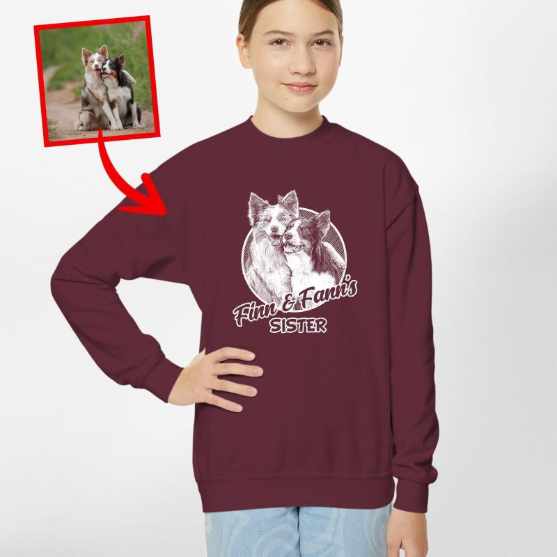 Custom Dog Painting Kid's Sweatshirt - Cute Dog Photo & Name Design - Pawarts