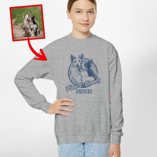 Custom Dog Painting Kid's Sweatshirt - Cute Dog Photo & Name Design - Pawarts