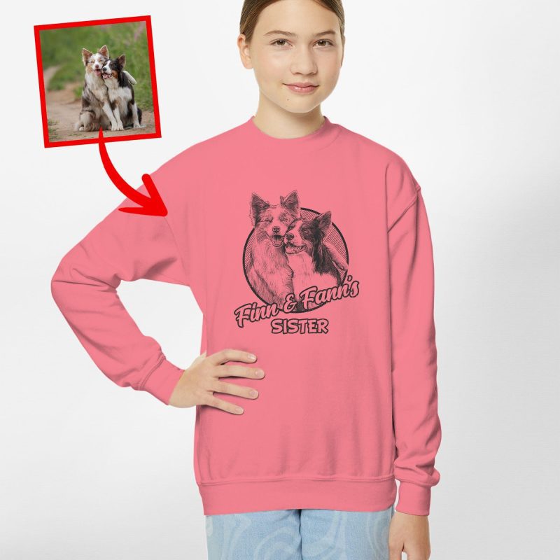 Custom Dog Painting Kid's Sweatshirt - Cute Dog Photo & Name Design - Pawarts