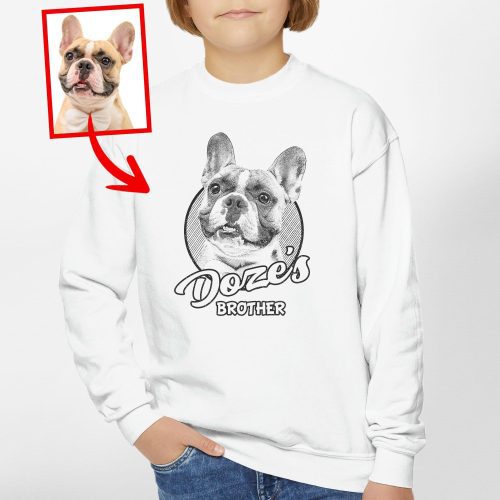 Custom Dog Painting Kid's Sweatshirt - Cute Dog Photo & Name Design - Pawarts