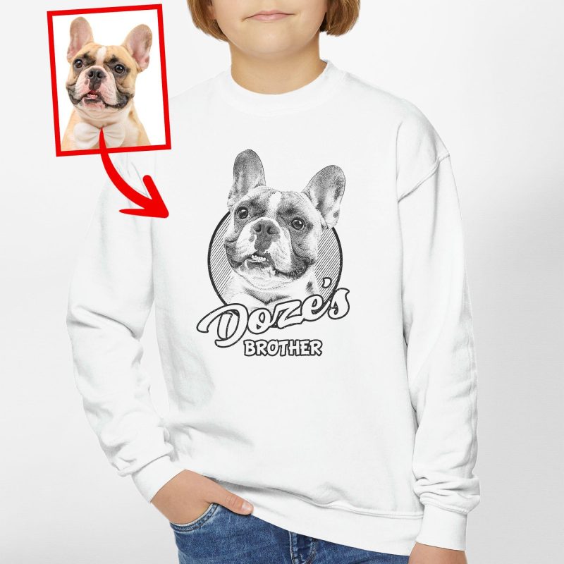 Custom Dog Painting Kid's Sweatshirt - Cute Dog Photo & Name Design - Pawarts