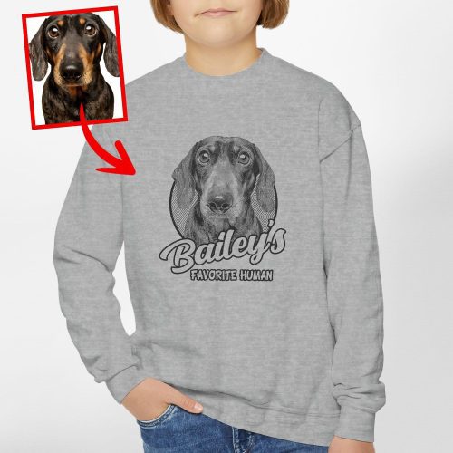 Custom Dog Painting Kid's Sweatshirt - Cute Dog Photo & Name Design - Pawarts