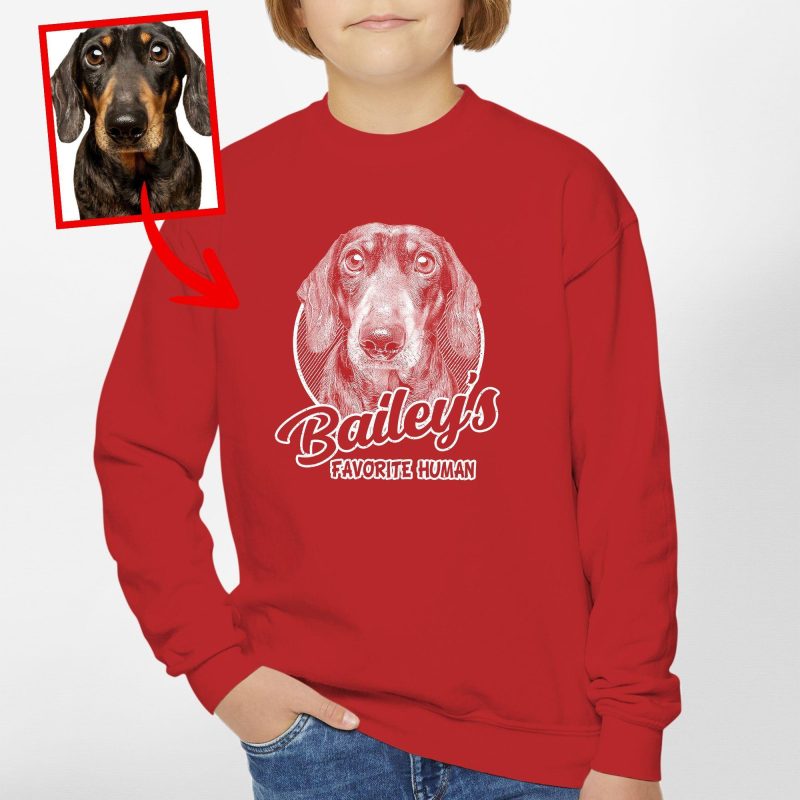 Custom Dog Painting Kid's Sweatshirt - Cute Dog Photo & Name Design - Pawarts