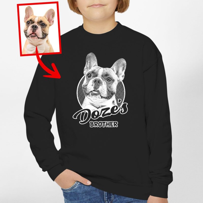 Custom Dog Painting Kid's Sweatshirt - Cute Dog Photo & Name Design - Pawarts