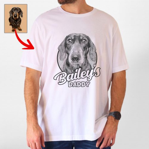 Custom Hand-Drawn Dog Sketch Bella Canvas Shirt with Dog's Name for Dog Dads - Pawarts