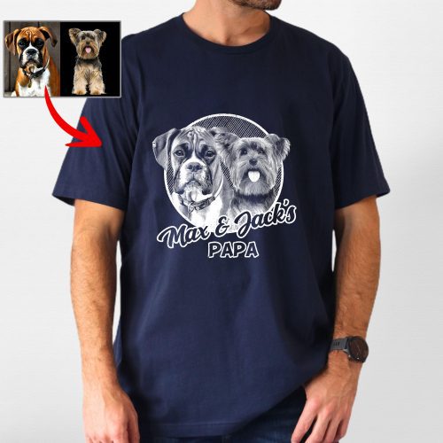 Custom Hand-Drawn Dog Sketch Bella Canvas Shirt with Dog's Name for Dog Dads - Pawarts