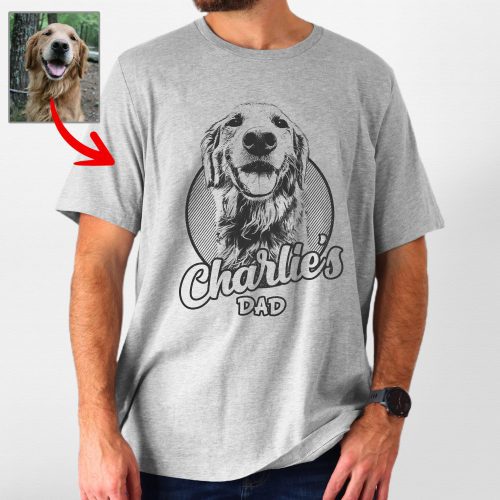 Custom Hand-Drawn Dog Sketch Bella Canvas Shirt with Dog's Name for Dog Dads - Pawarts