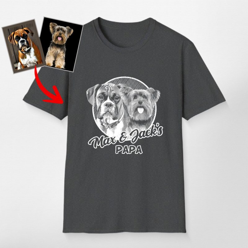 Custom Sketch Dog Portrait Unisex Softstyle T-Shirt for Dog Lovers - Pawarts