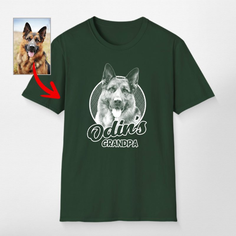 Custom Sketch Dog Portrait Unisex Softstyle T-Shirt for Dog Lovers - Pawarts