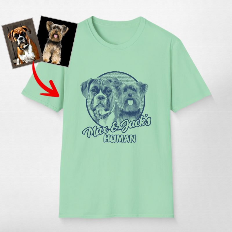 Custom Sketch Dog Portrait Unisex Softstyle T-Shirt for Dog Lovers - Pawarts