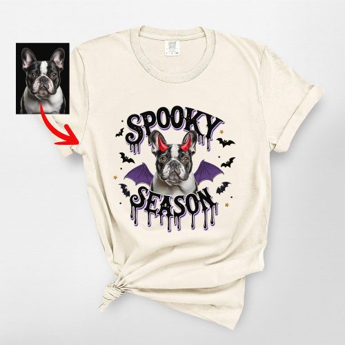 Spooky Season Custom Dog Portrait T-Shirt For Dog Lovers Comfort Colors - Pawarts