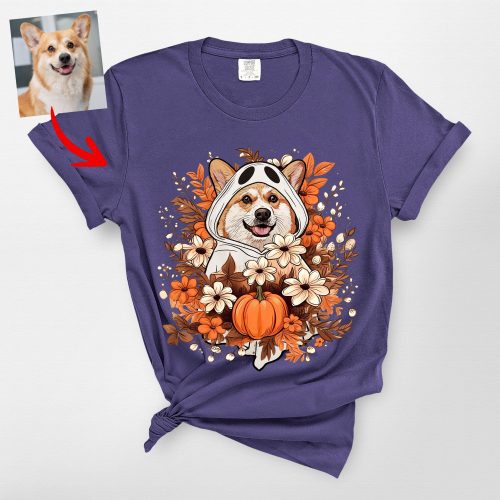 Customized Ghost Dog In Flora T-Shirt For Dog Moms Comfort Colors - Pawarts