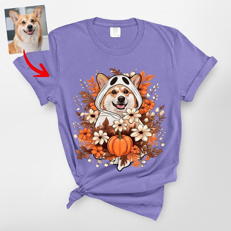 Customized Ghost Dog In Flora T-Shirt For Dog Moms Comfort Colors - Pawarts