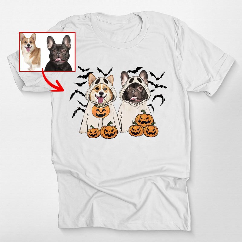 Customized Ghost Shirt For Dog Lovers, Halloween Bella Canvas Tee - Pawarts