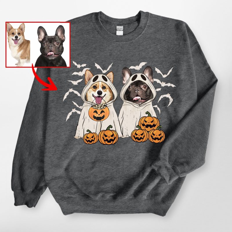 Customized Dog Ghost Gildan Sweatshirt For Dog Lovers In Halloween - Pawarts