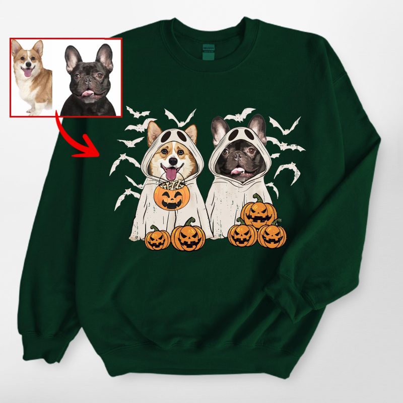 Customized Dog Ghost Gildan Sweatshirt For Dog Lovers In Halloween - Pawarts