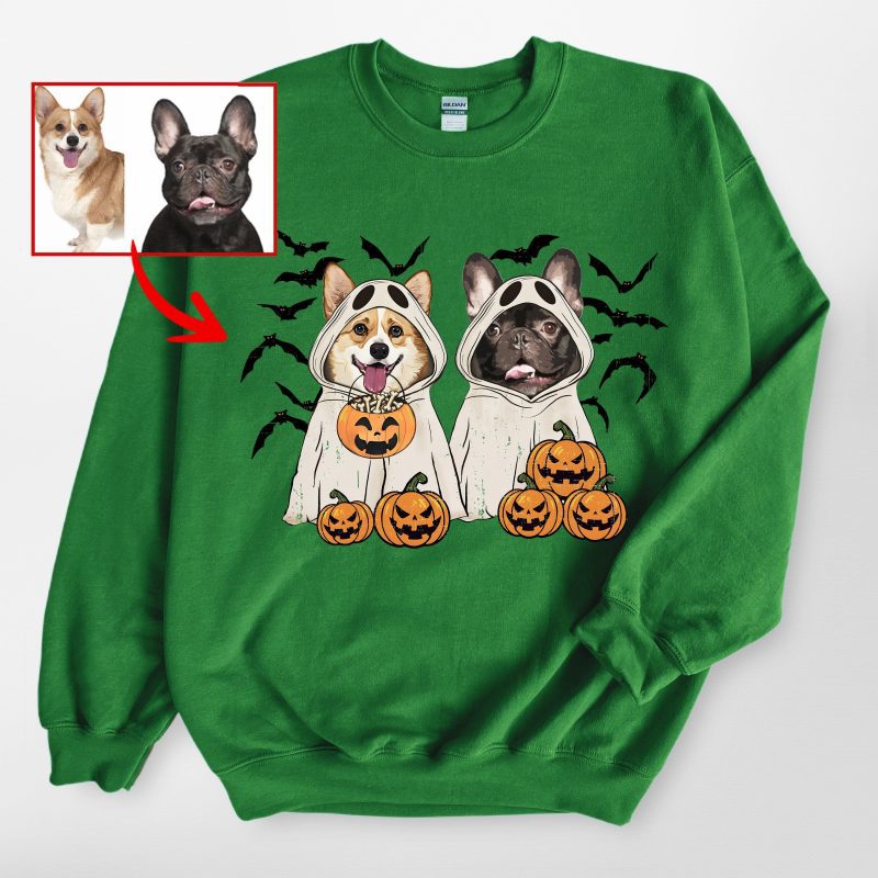 Customized Dog Ghost Gildan Sweatshirt For Dog Lovers In Halloween - Pawarts