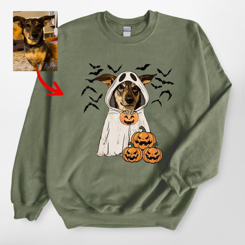 Customized Dog Ghost Gildan Sweatshirt For Dog Lovers In Halloween - Pawarts