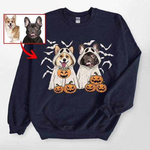 Customized Dog Ghost Gildan Sweatshirt For Dog Lovers In Halloween - Pawarts