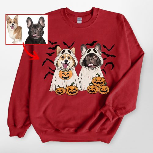 Customized Dog Ghost Gildan Sweatshirt For Dog Lovers In Halloween - Pawarts