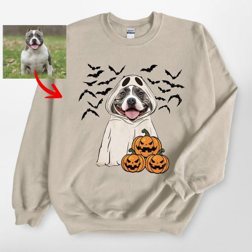 Customized Dog Ghost Gildan Sweatshirt For Dog Lovers In Halloween - Pawarts