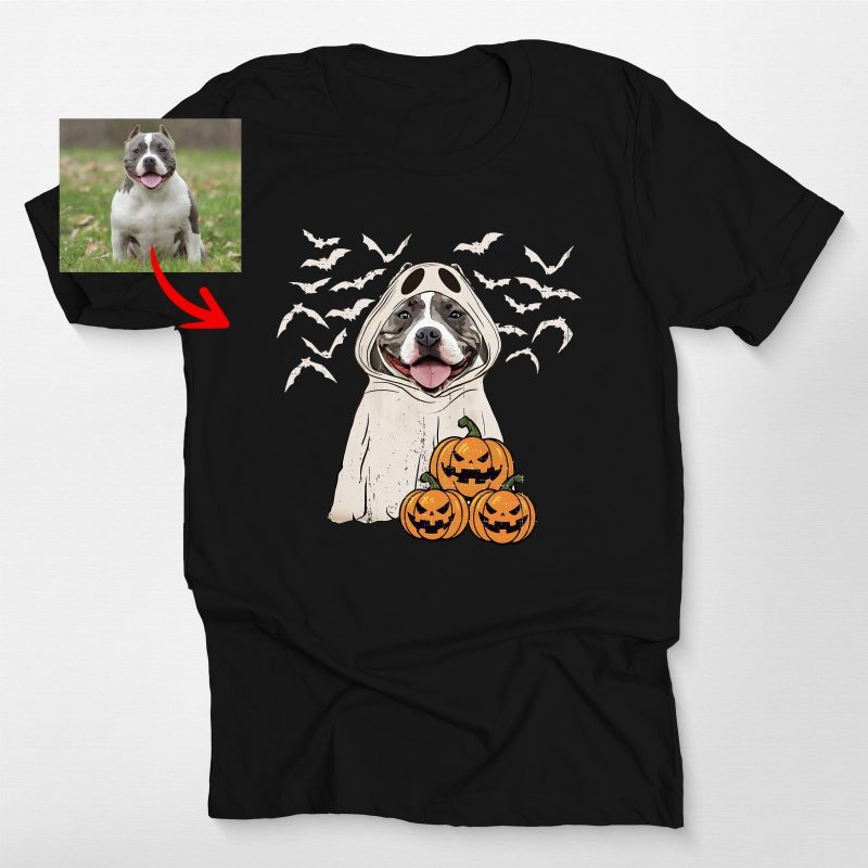 Customized Ghost Shirt For Dog Lovers, Halloween Bella Canvas Tee - Pawarts