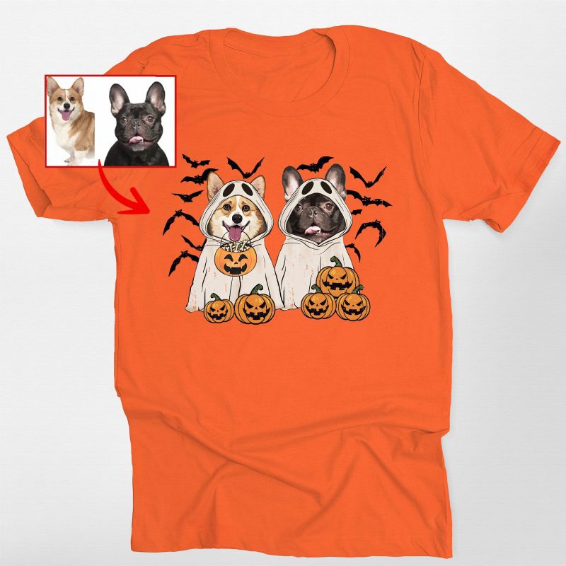 Customized Ghost Shirt For Dog Lovers, Halloween Bella Canvas Tee - Pawarts