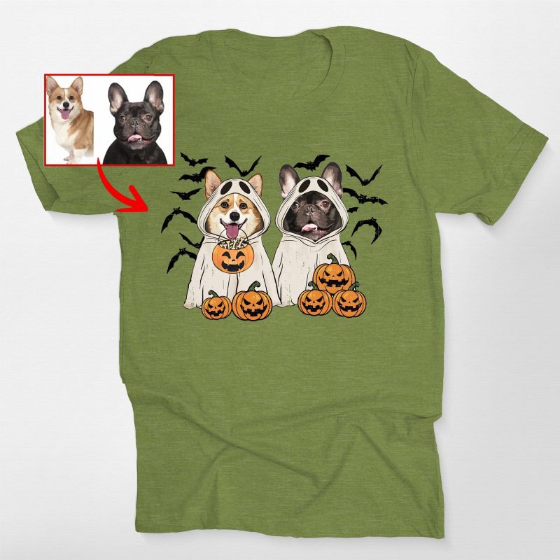 Customized Ghost Shirt For Dog Lovers, Halloween Bella Canvas Tee - Pawarts