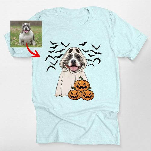 Customized Ghost Shirt For Dog Lovers, Halloween Bella Canvas Tee - Pawarts