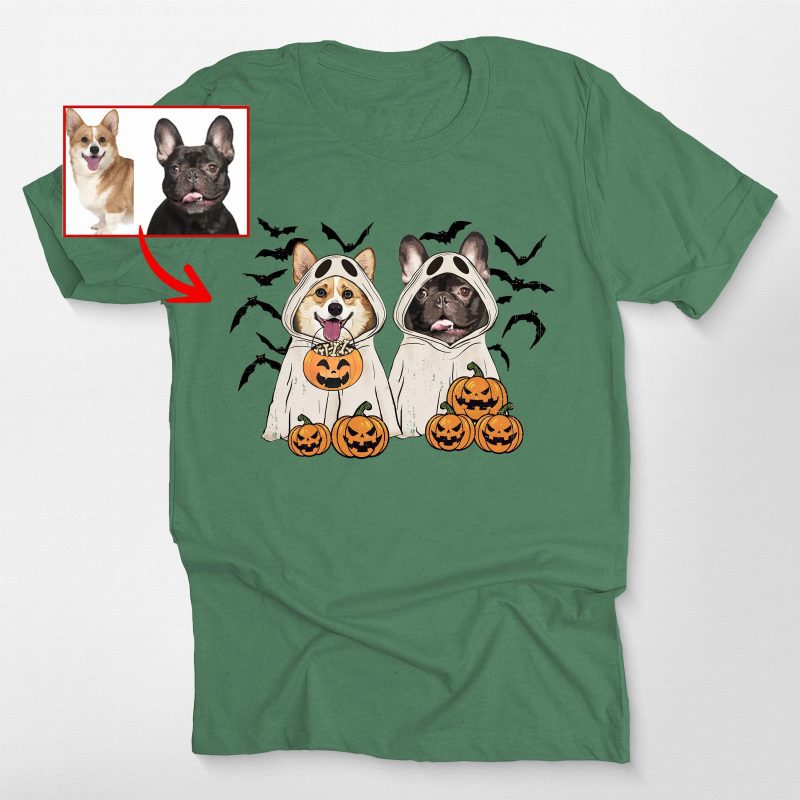 Customized Ghost Shirt For Dog Lovers, Halloween Bella Canvas Tee - Pawarts