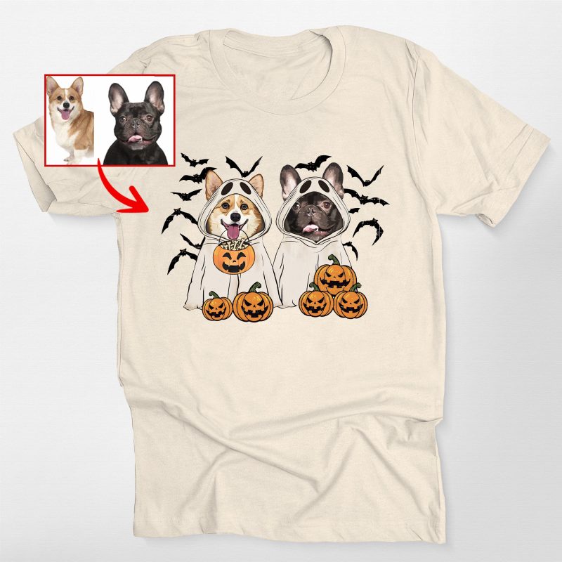 Customized Ghost Shirt For Dog Lovers, Halloween Bella Canvas Tee - Pawarts