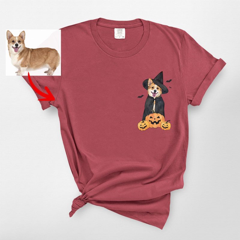 Halloween Witch T-Shirt for Dog Lovers, Fall Pumpkin Comfort Color Tee - Pawarts