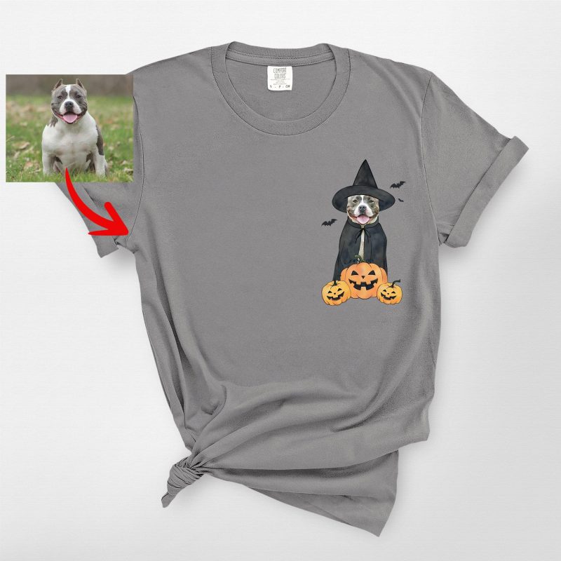 Halloween Witch T-Shirt for Dog Lovers, Fall Pumpkin Comfort Color Tee - Pawarts