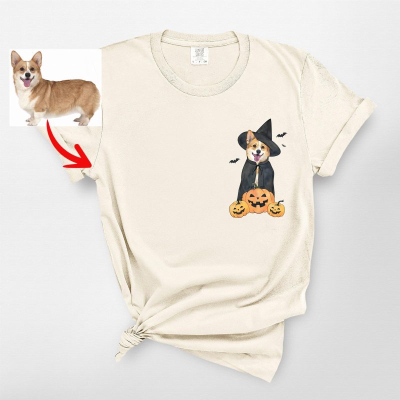 Halloween Witch T-Shirt for Dog Lovers, Fall Pumpkin Comfort Color Tee - Pawarts