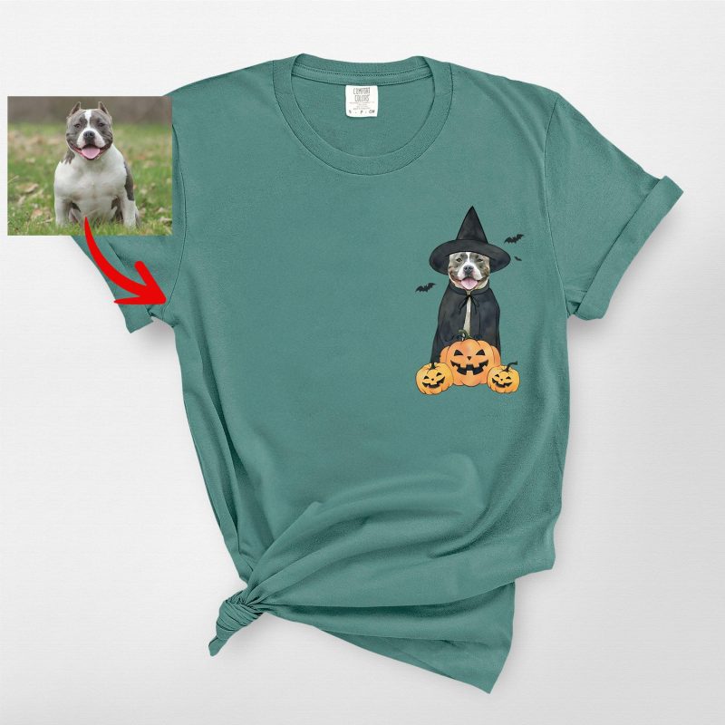 Halloween Witch T-Shirt for Dog Lovers, Fall Pumpkin Comfort Color Tee - Pawarts