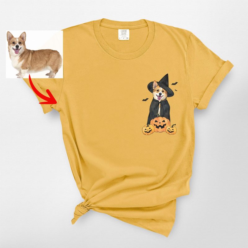 Halloween Witch T-Shirt for Dog Lovers, Fall Pumpkin Comfort Color Tee - Pawarts