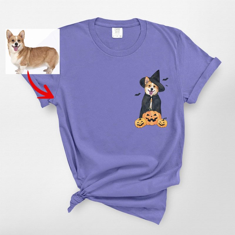 Halloween Witch T-Shirt for Dog Lovers, Fall Pumpkin Comfort Color Tee - Pawarts