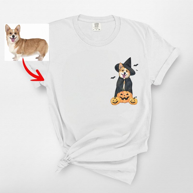 Halloween Witch T-Shirt for Dog Lovers, Fall Pumpkin Comfort Color Tee - Pawarts