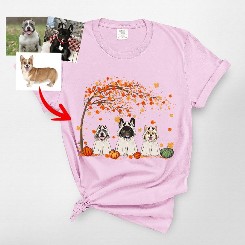 Customized Ghost Comfort Colors T-Shirt For Dog Lovers, Cute Fall Tee - Pawarts