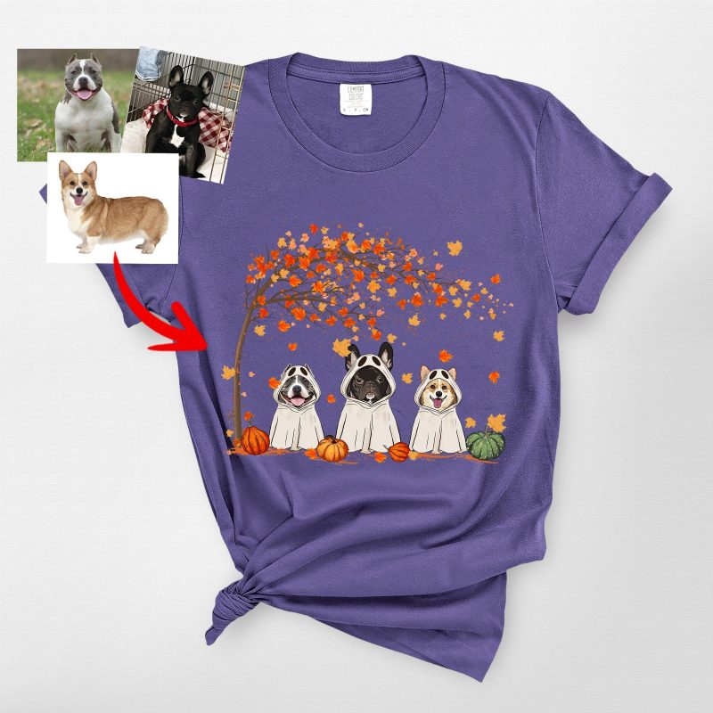 Customized Ghost Comfort Colors T-Shirt For Dog Lovers, Cute Fall Tee - Pawarts