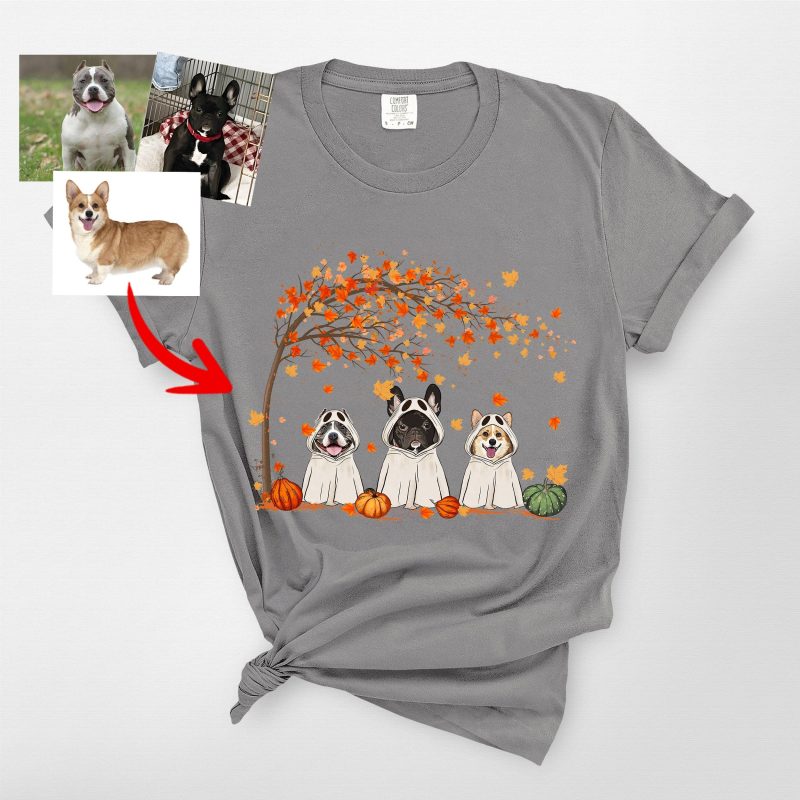 Customized Ghost Comfort Colors T-Shirt For Dog Lovers, Cute Fall Tee - Pawarts