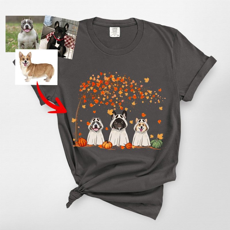 Customized Ghost Comfort Colors T-Shirt For Dog Lovers, Cute Fall Tee - Pawarts