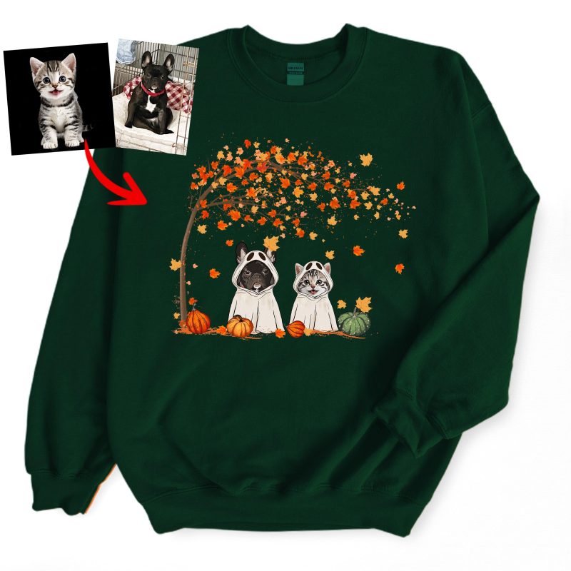 Customized Ghost Gildan Sweatshirt For Dog Lovers, Cute Fall Gifts - Pawarts