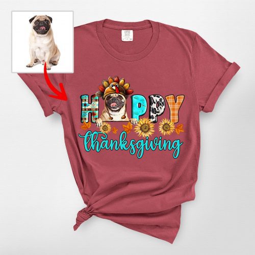 Happy Thanksgiving Custom Dog Comfort Colors T-Shirt For Dog Owners - Pawarts