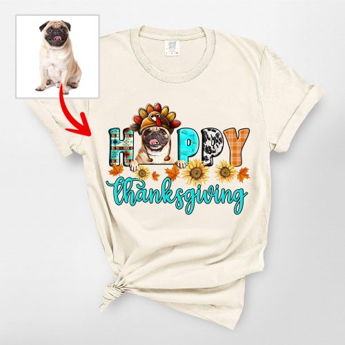 Happy Thanksgiving Custom Dog Comfort Colors T-Shirt For Dog Owners - Pawarts