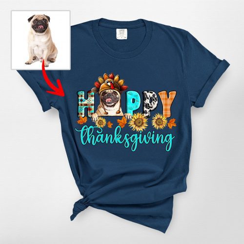 Happy Thanksgiving Custom Dog Comfort Colors T-Shirt For Dog Owners - Pawarts