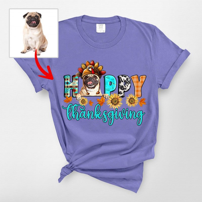 Happy Thanksgiving Custom Dog Comfort Colors T-Shirt For Dog Owners - Pawarts